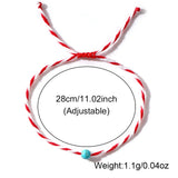 Greek March Bracelet with Red Rope and Turquoise Stone