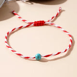 Greek March Bracelet with Red Rope and Turquoise Stone