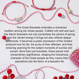 Greek March Bracelet with Red Rope and Turquoise Stone