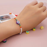 Shinus Rainbow Glass Beads Bracelets Evil Eye Bracelet Beaded Braclet For Women