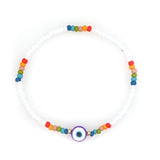 Shinus Rainbow Glass Beads Bracelets Evil Eye Bracelet Beaded Braclet For Women