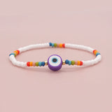Shinus Rainbow Glass Beads Bracelets Evil Eye Bracelet Beaded Braclet For Women