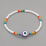Shinus Rainbow Glass Beads Bracelets Evil Eye Bracelet Beaded Braclet For Women