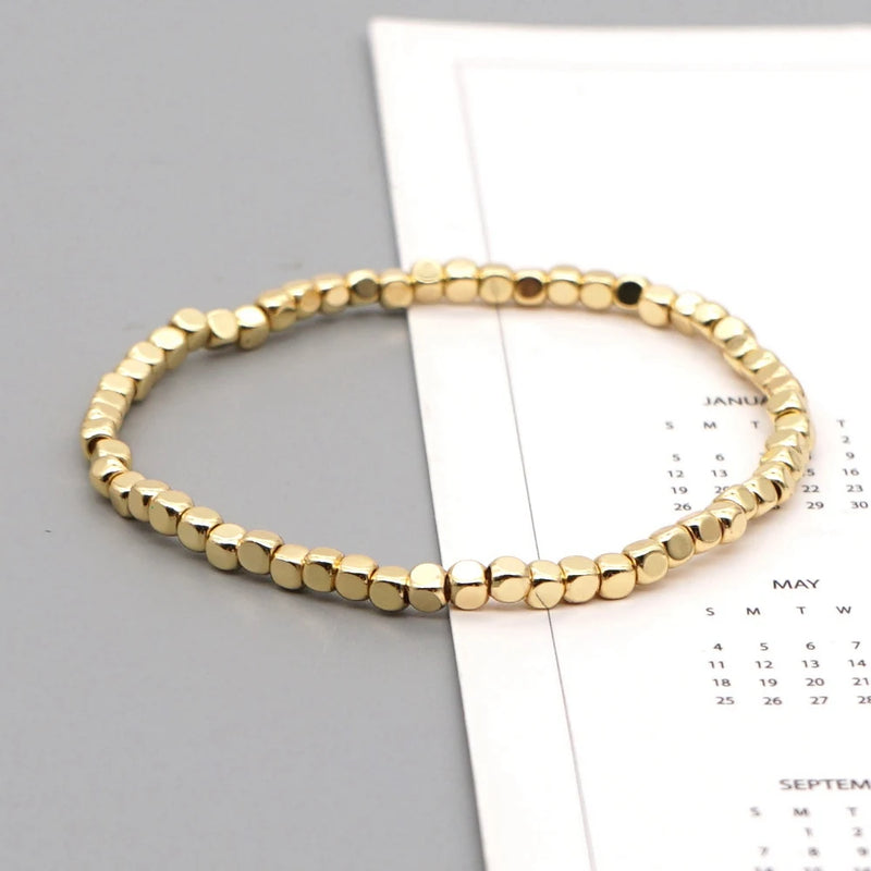 Square Beaded Bracelet Plated Unisex Jewelry