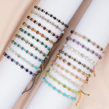Natural Faceted Beaded Bracelet for Women Adjustable String Dainty Beads