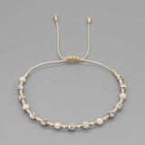 Natural Faceted Beaded Bracelet for Women Adjustable String Dainty Beads