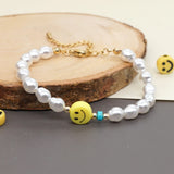 Shinus Pearl Bracelet Smiley Charm Bracelets Pearls Beaded Strand Pulseras