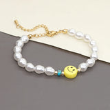 Shinus Pearl Bracelet Smiley Charm Bracelets Pearls Beaded Strand Pulseras