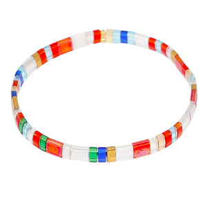 Shinus TILA Beads Bohemia Elastic Bracelet Women Jewelry Red