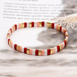 Shinus TILA Beads Bohemia Elastic Bracelet Women Jewelry Red