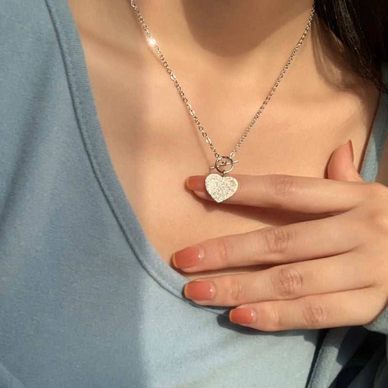 925 Silver Heart Pendant Necklace Choker
