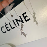 925 Silver Bowknot Pendant Necklace Fine Jewelry for Women
