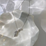 925 Silver Bowknot Pendant Necklace Fine Jewelry for Women
