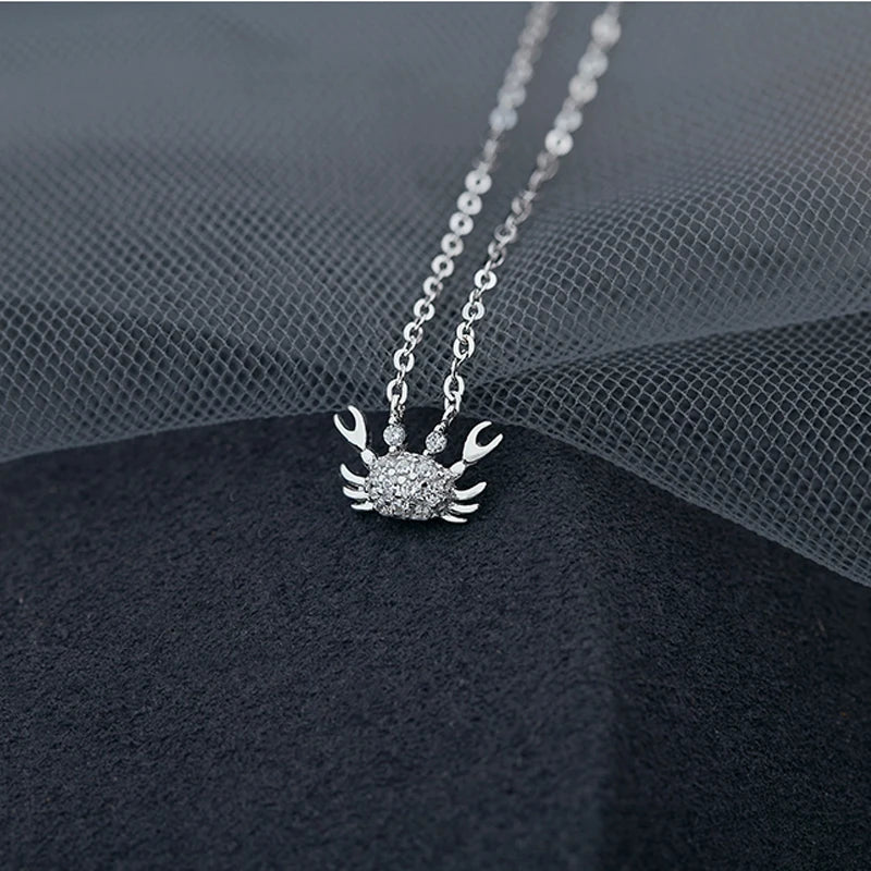 925 Silver CZ Crab Choker Zircon Women Necklace NK139