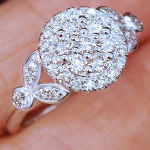 CZ Engagement Ring Silver Round CZ Stone Jewelry