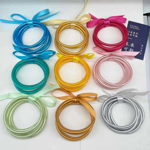 Colorful Bowknot Glitter Filled Jelly Bracelet for Women