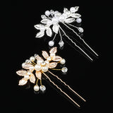 Pearl Leaf Tiara Hairpin Wedding Accessory