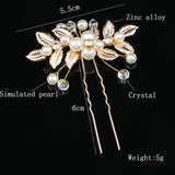 Pearl Leaf Tiara Hairpin Wedding Accessory