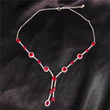 Crystal Red Water Drop Pendant Necklace - Female Accessories