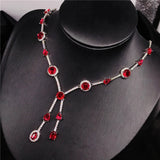 Crystal Red Water Drop Pendant Necklace - Female Accessories