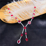 Crystal Red Water Drop Pendant Necklace - Female Accessories