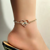 Crystal Tennis Anklet Silver Evil Eyes Foot Bracelet