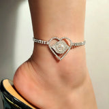 Crystal Tennis Anklet Silver Evil Eyes Foot Bracelet