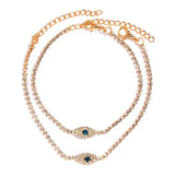Crystal Tennis Anklet Silver Evil Eyes Foot Bracelet