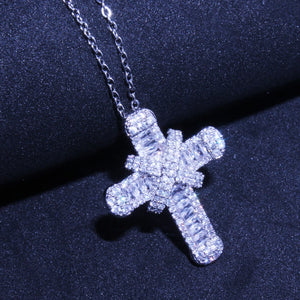 Cross Pendant Necklace for Women Christian Jesus Zircon Jewelry