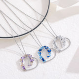 Heart Crystal Necklace Rose Plated Jewelry Gift for Women Girls