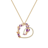 Heart Crystal Necklace Rose Plated Jewelry Gift for Women Girls