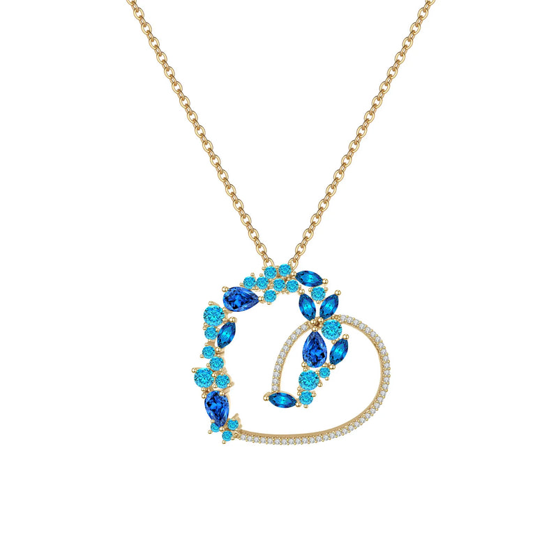 Heart Crystal Necklace Rose Plated Jewelry Gift for Women Girls