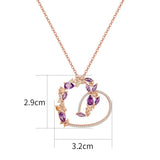 Heart Crystal Necklace Rose Plated Jewelry Gift for Women Girls