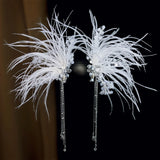 Crystal Silver Headdress Feather Hairband Tiara Hairpin