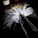 Crystal Silver Headdress Feather Hairband Tiara Hairpin