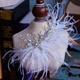 Crystal Silver Headdress Feather Hairband Tiara Hairpin