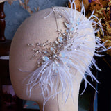 Crystal Silver Headdress Feather Hairband Tiara Hairpin