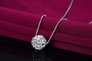 Austrian Crystals Rhinestone Pendant Necklace 925 Sterling Silver Necklace