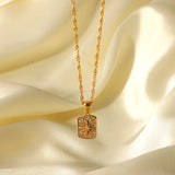 Zircon Stainless Steel Necklace 18K Cubic Zirconia Punk Eight-pointed Star