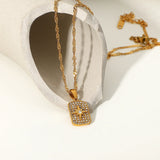Zircon Stainless Steel Necklace 18K Cubic Zirconia Punk Eight-pointed Star