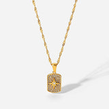 Zircon Stainless Steel Necklace 18K Cubic Zirconia Punk Eight-pointed Star