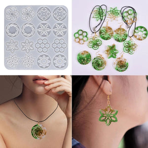 DIY Hollow Flower Silicone Resin Mold for Keychain Earrings Pendant Jewelry
