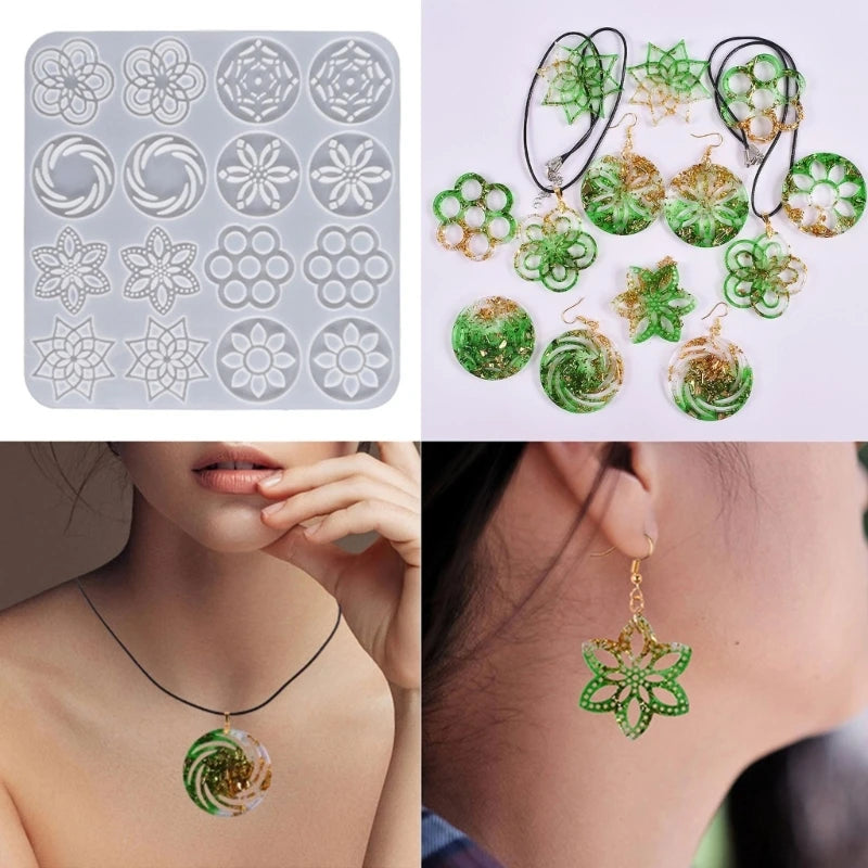 DIY Hollow Flower Silicone Resin Mold for Keychain Earrings Pendant Jewelry