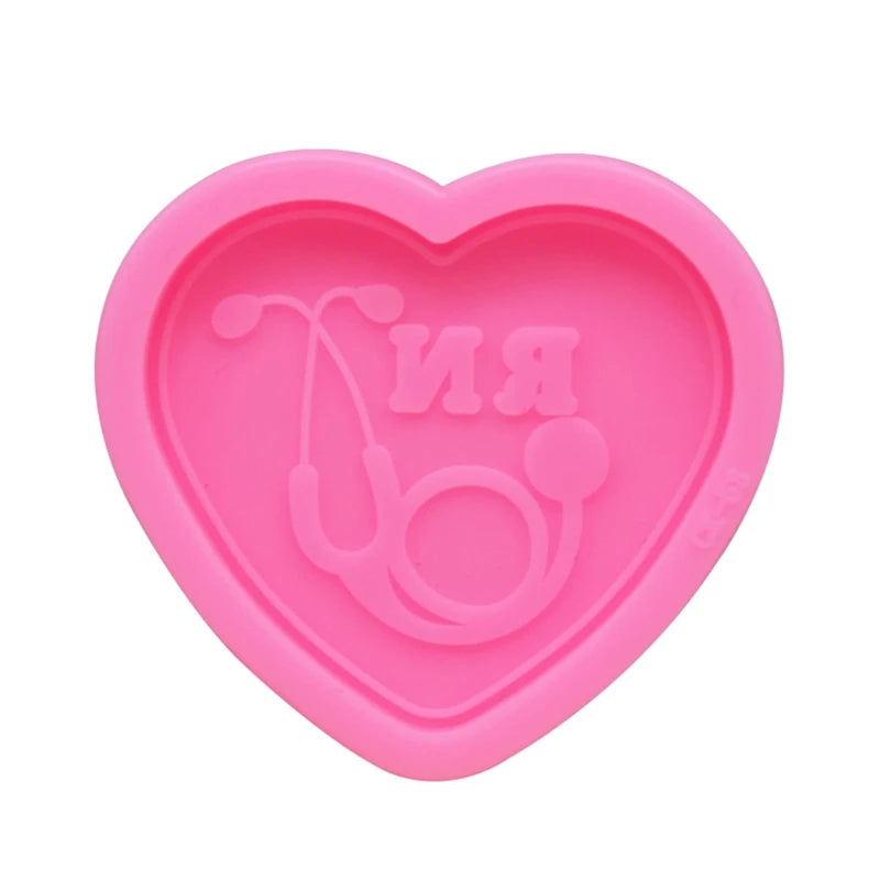 Love Heart Doctor Stethoscope Keychain Silicone Mold