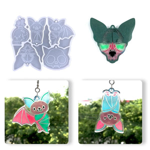 Halloween Bat Shape Earrings Silicone Mold for DIY Craft Keychain Clay
