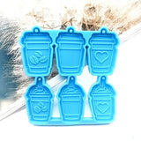 Silicone Molds 6-link Coffee Cup Keychain Mold DIY Pendant Epoxy Resin Crafting