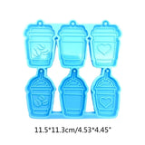 Silicone Molds 6-link Coffee Cup Keychain Mold DIY Pendant Epoxy Resin Crafting