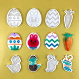 Silicone Molds Easter Egg Carrot Rabbit for Key Pendant DIY Epoxy Resin