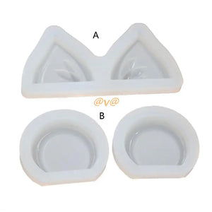 Silicone Resin Molds Cat Bear Ears Hairpin Mold DIY Keychain Pendant