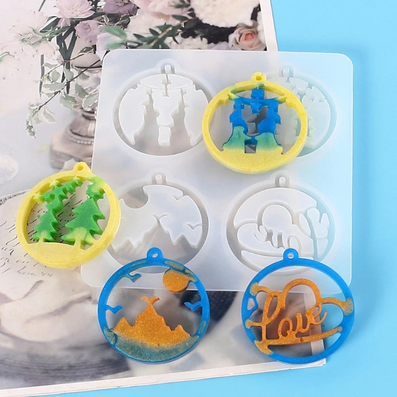 Silicone Resin Molds Christmas Keychain DIY Pendant Epoxy Crafting Mold